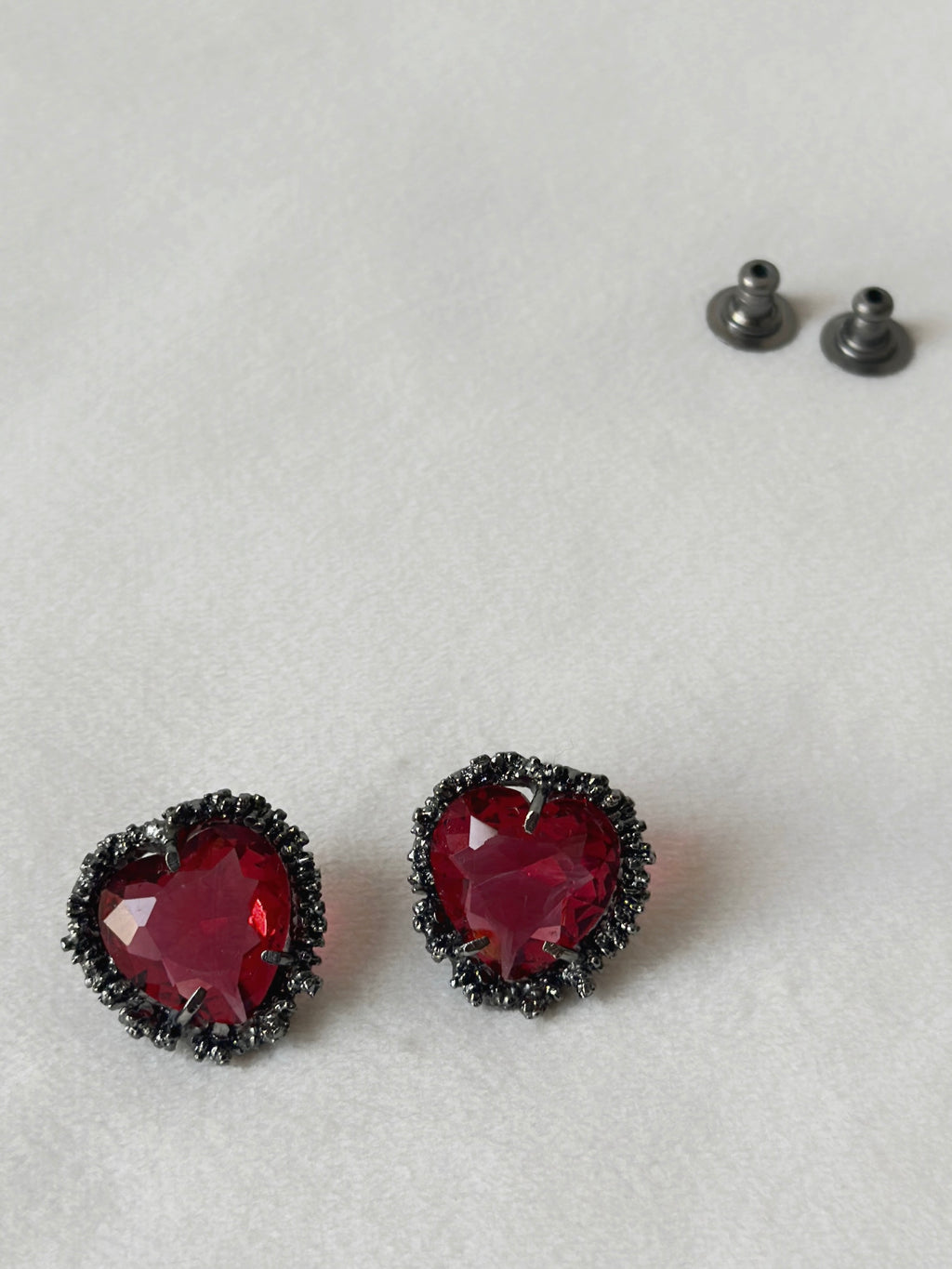 Valentine Heart Studs Red and Black