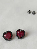 Valentine Heart Studs Red and Black