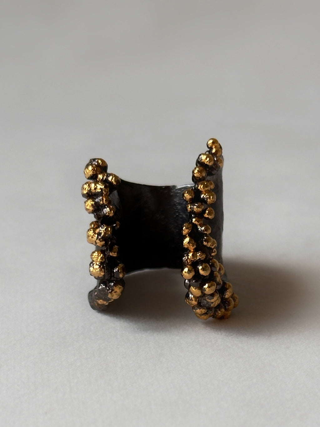 Two tone Bubbly Open Ring Black Gold