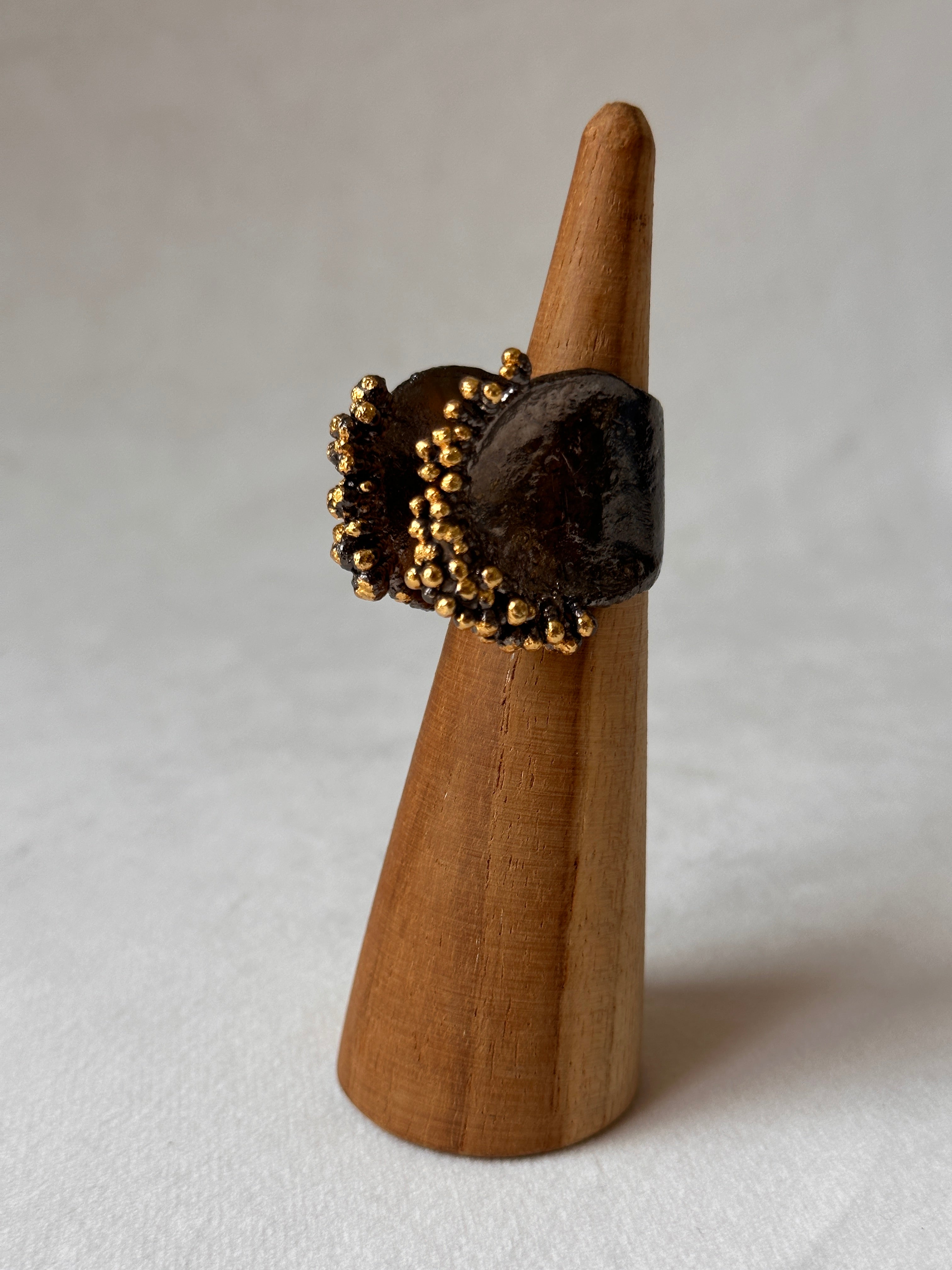 Two tone Bubbly Open Ring Black Gold
