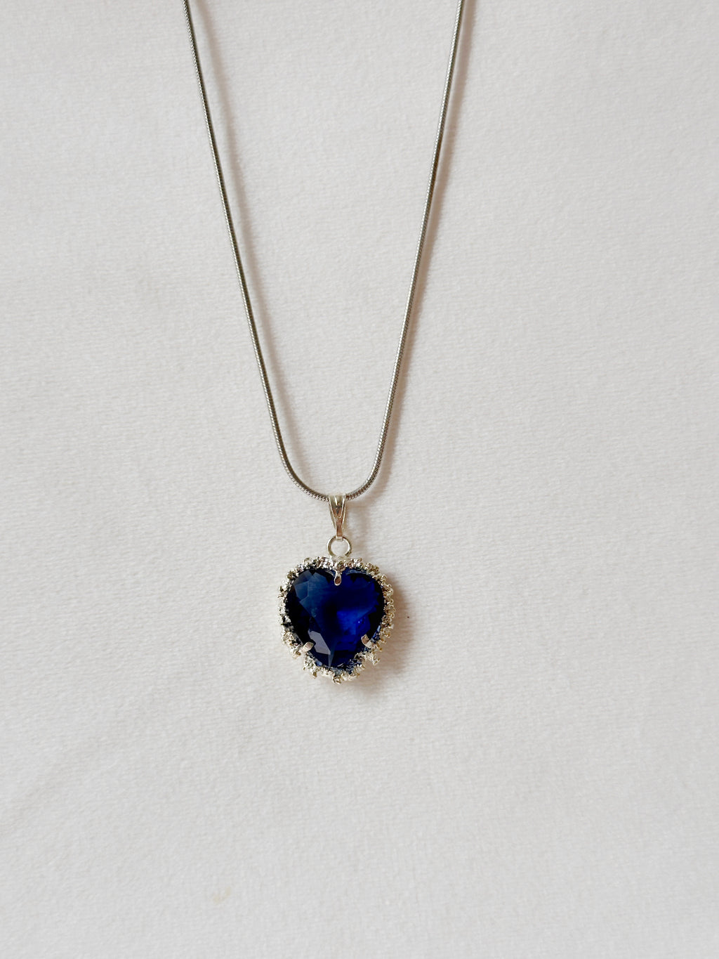 Valentine Heart Pendant Navy blue and silver