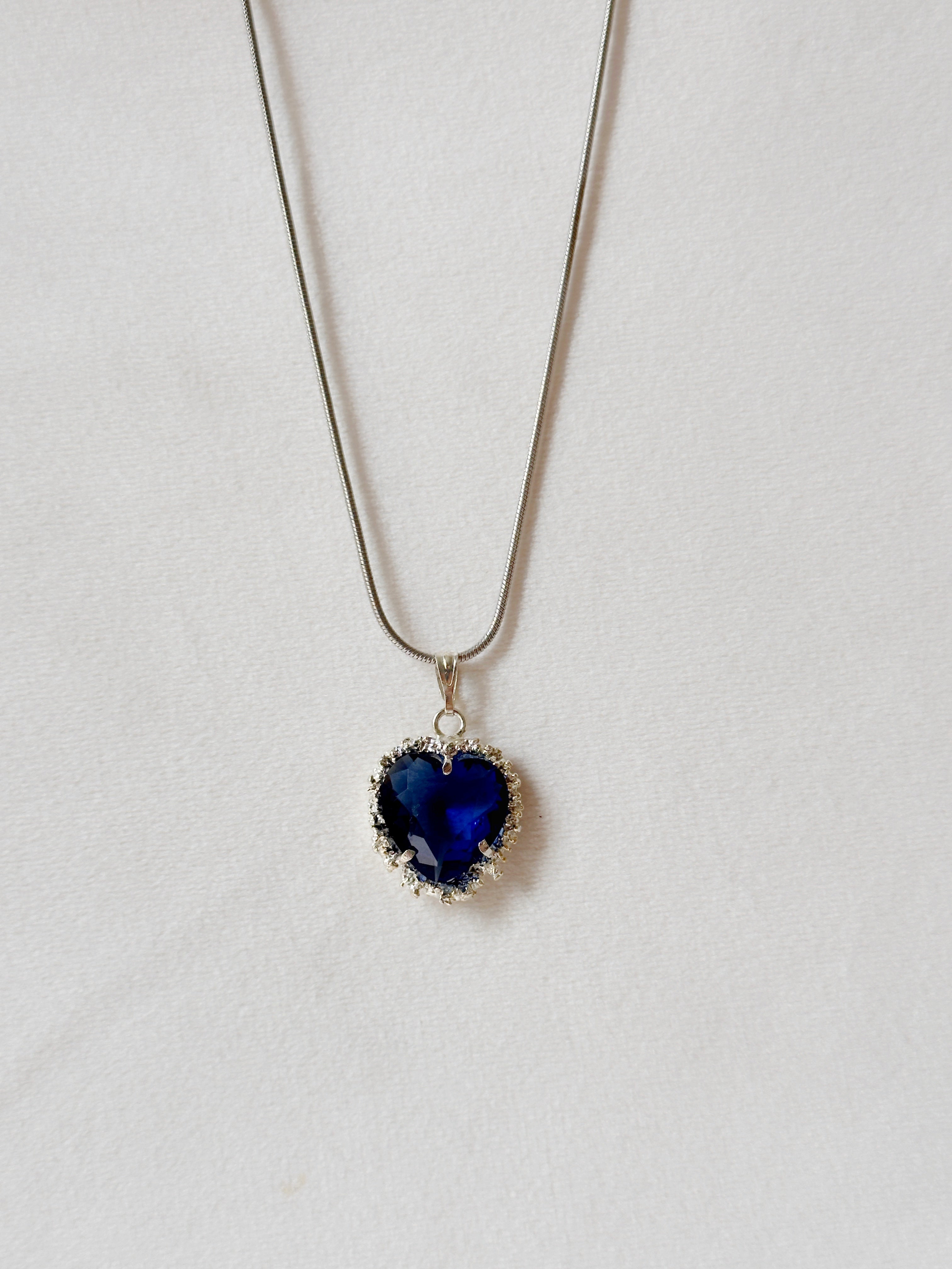 Valentine Heart Pendant Navy blue and silver