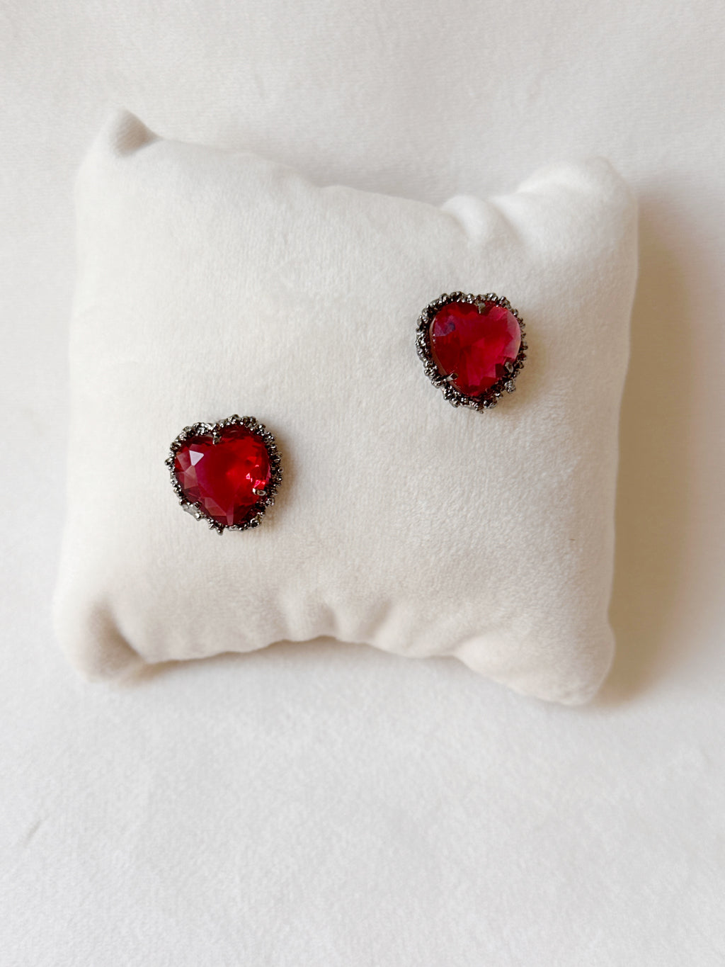 Valentine Heart Studs Red and Black