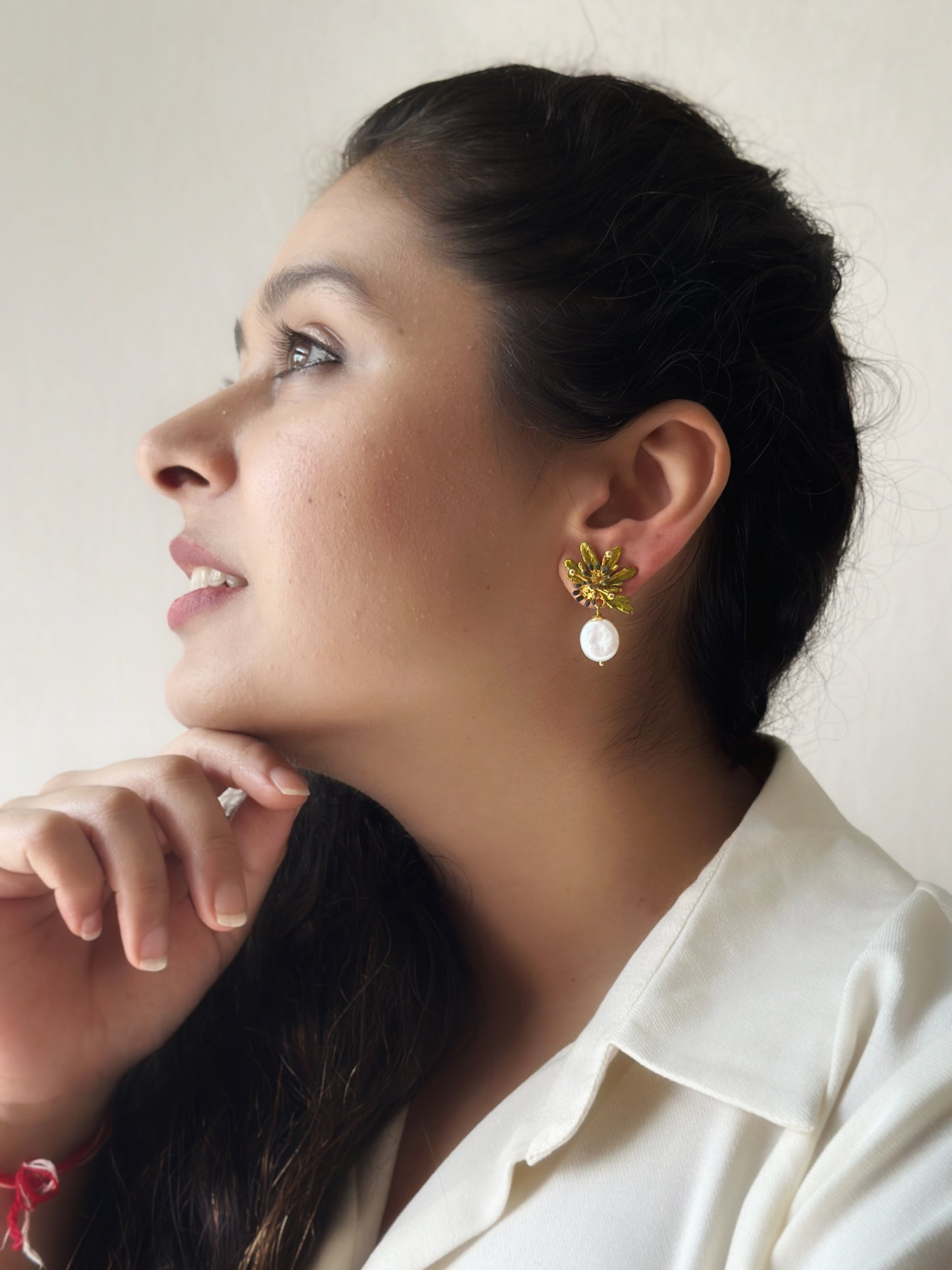 Flowerburst Pearl Drop Studs Forget-me-not Blue