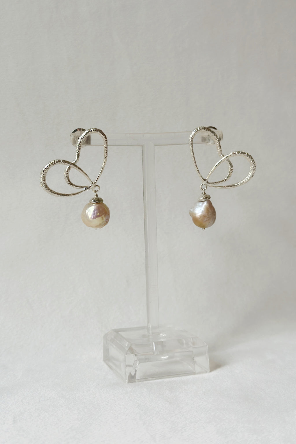 Wings of Spring Wireframe Butterfly Pearl Drop Studs - Silver