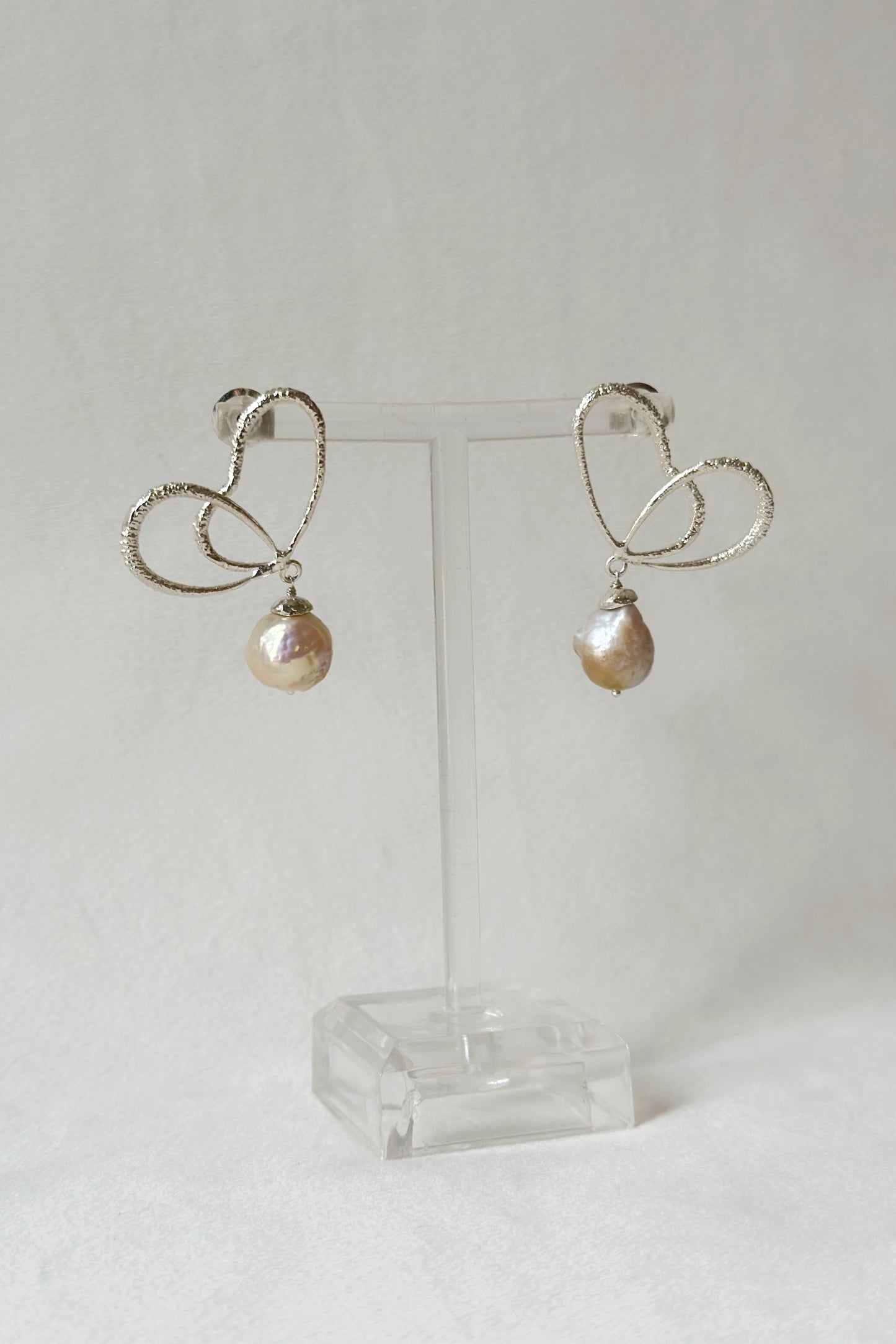 Wings of Spring Wireframe Butterfly Pearl Drop Studs - Silver