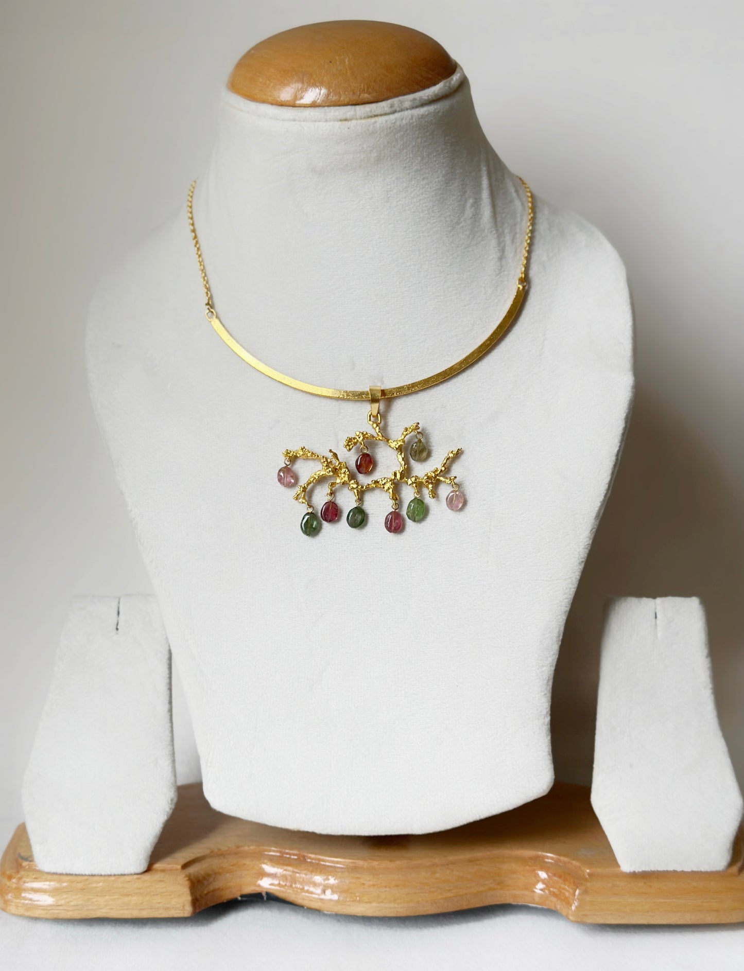 Untamed tourmaline drops chandelier pendant matte gold