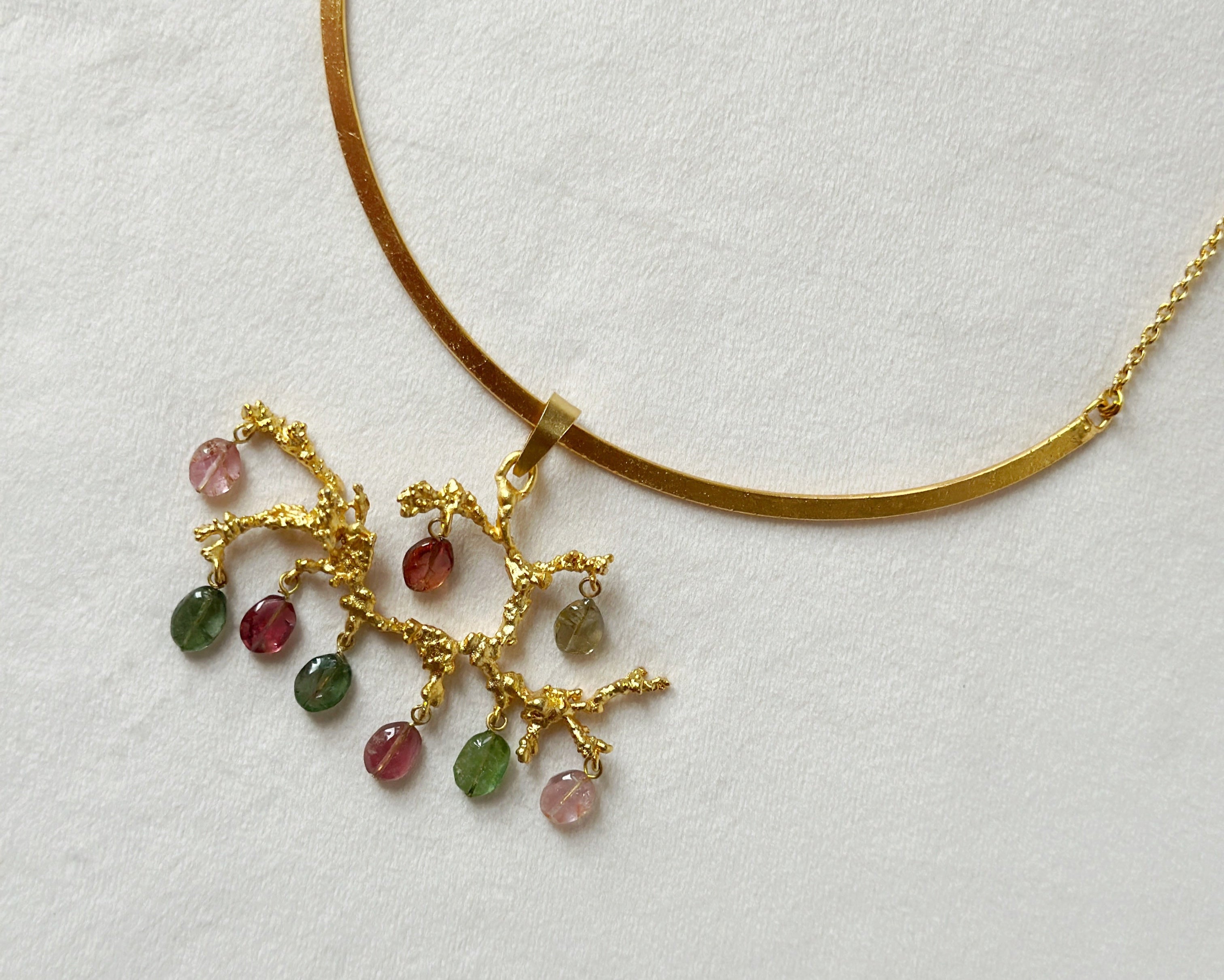 Untamed tourmaline drops chandelier pendant matte gold