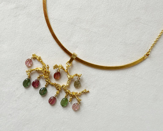 Untamed tourmaline drops chandelier pendant matte gold