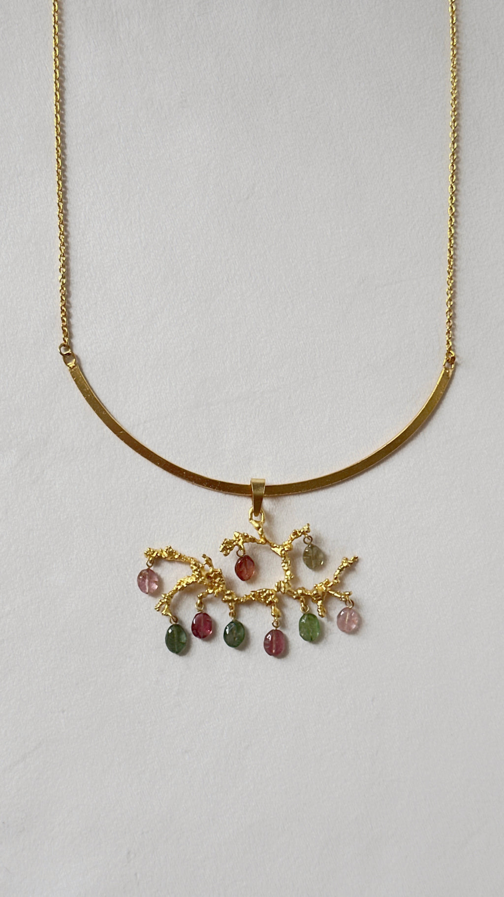 Untamed tourmaline drops chandelier pendant matte gold