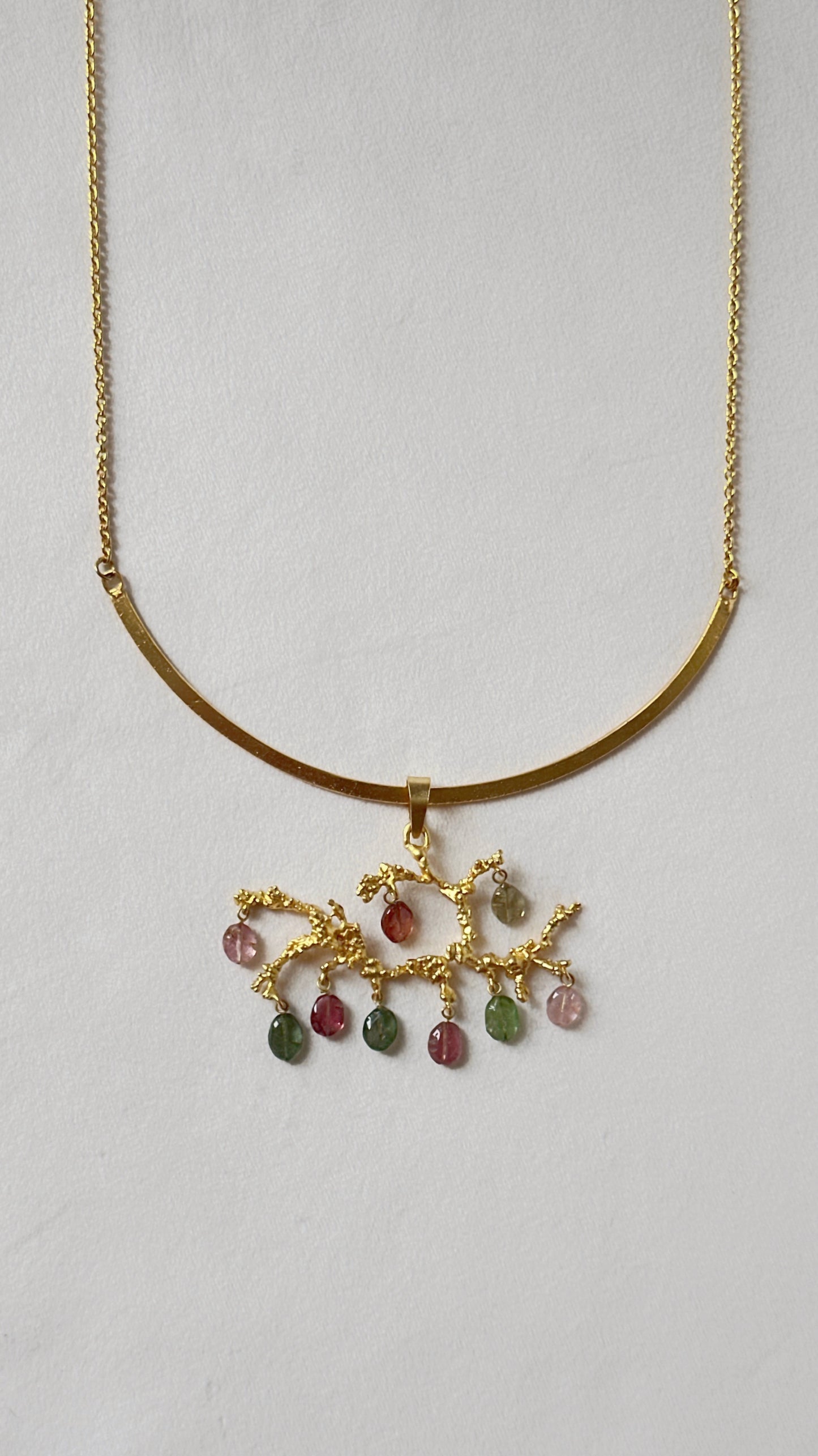 Untamed tourmaline drops chandelier pendant matte gold