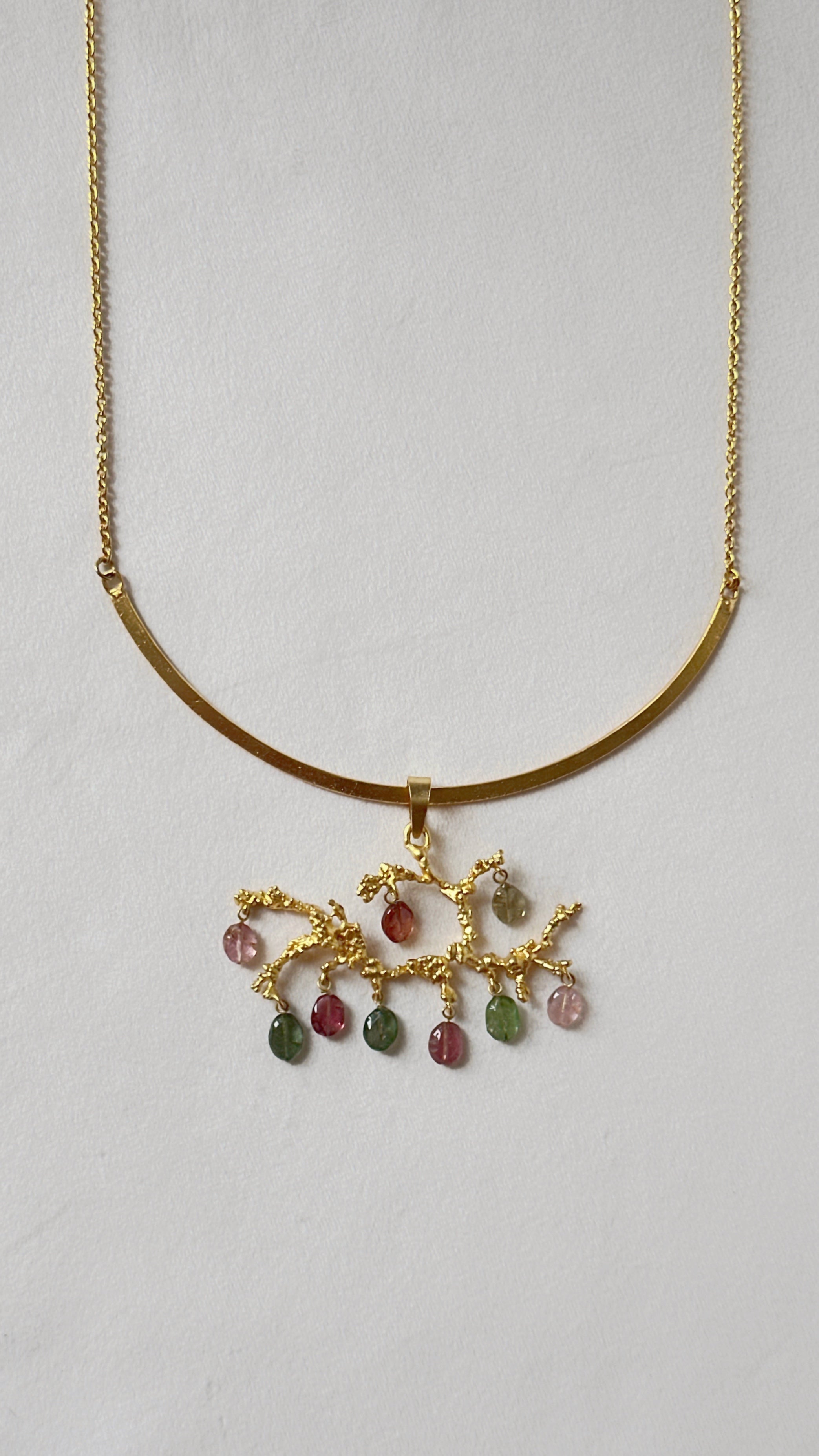 Untamed tourmaline drops chandelier pendant matte gold