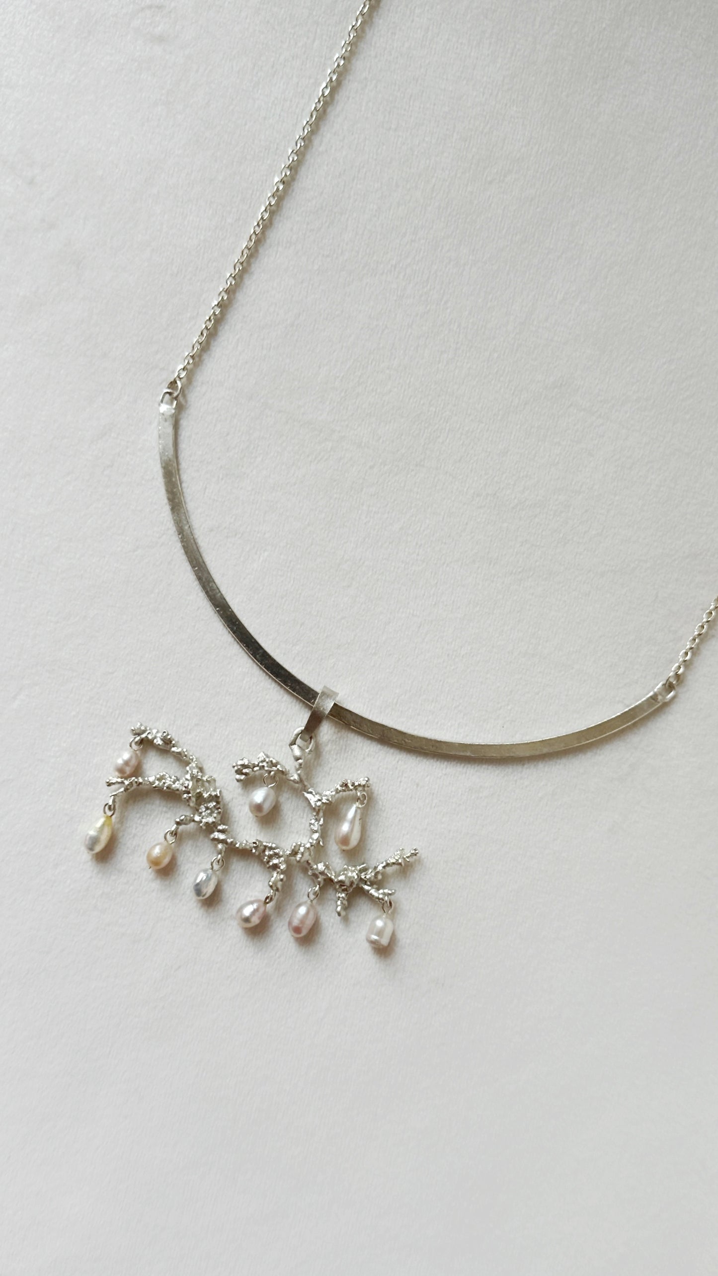 Untamed pearl drops chandelier pendant silver