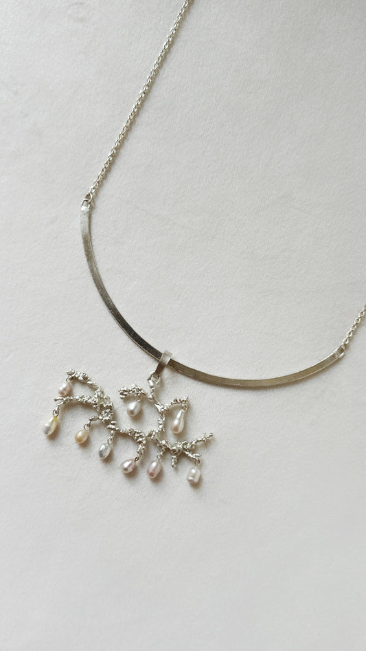 Untamed pearl drops chandelier pendant silver