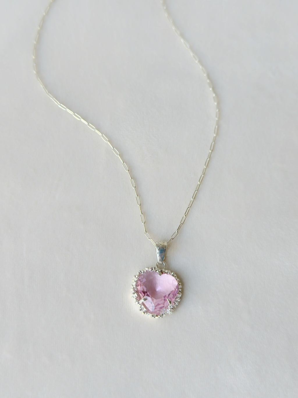 Valentine Heart Pendant Pink and silver