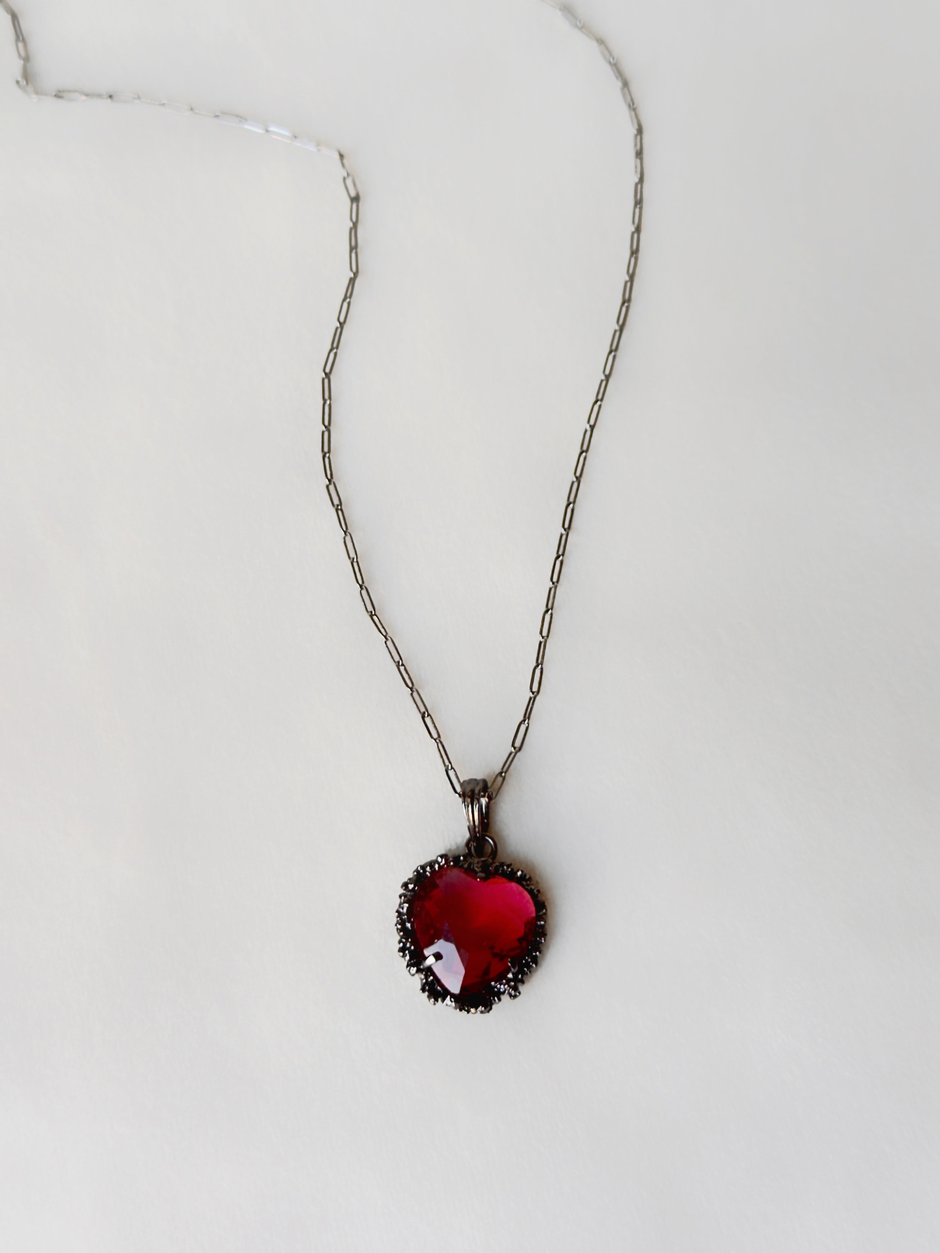 Valentine Heart Pendant Red and Black