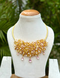 Enchanted Glade Neckpiece - Pink and White with teardrop crystals