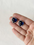 Valentine Heart Studs Blue and silver