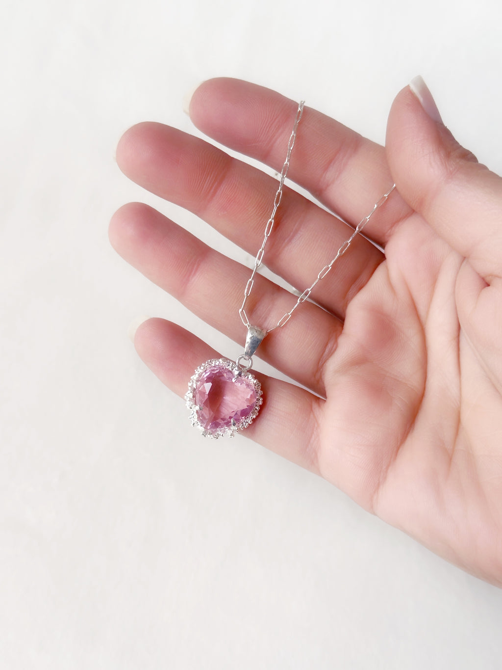 Valentine Heart Pendant Pink and silver