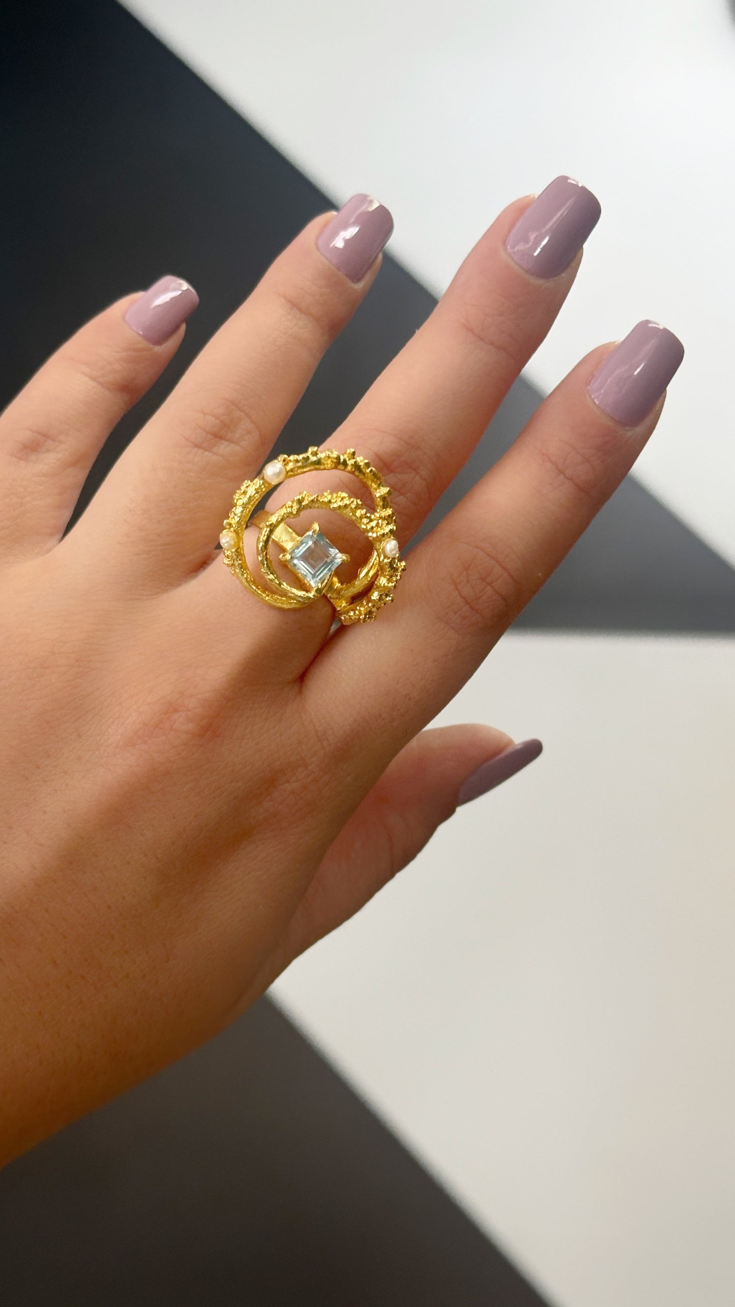 Manthan Wave Topaz Ring