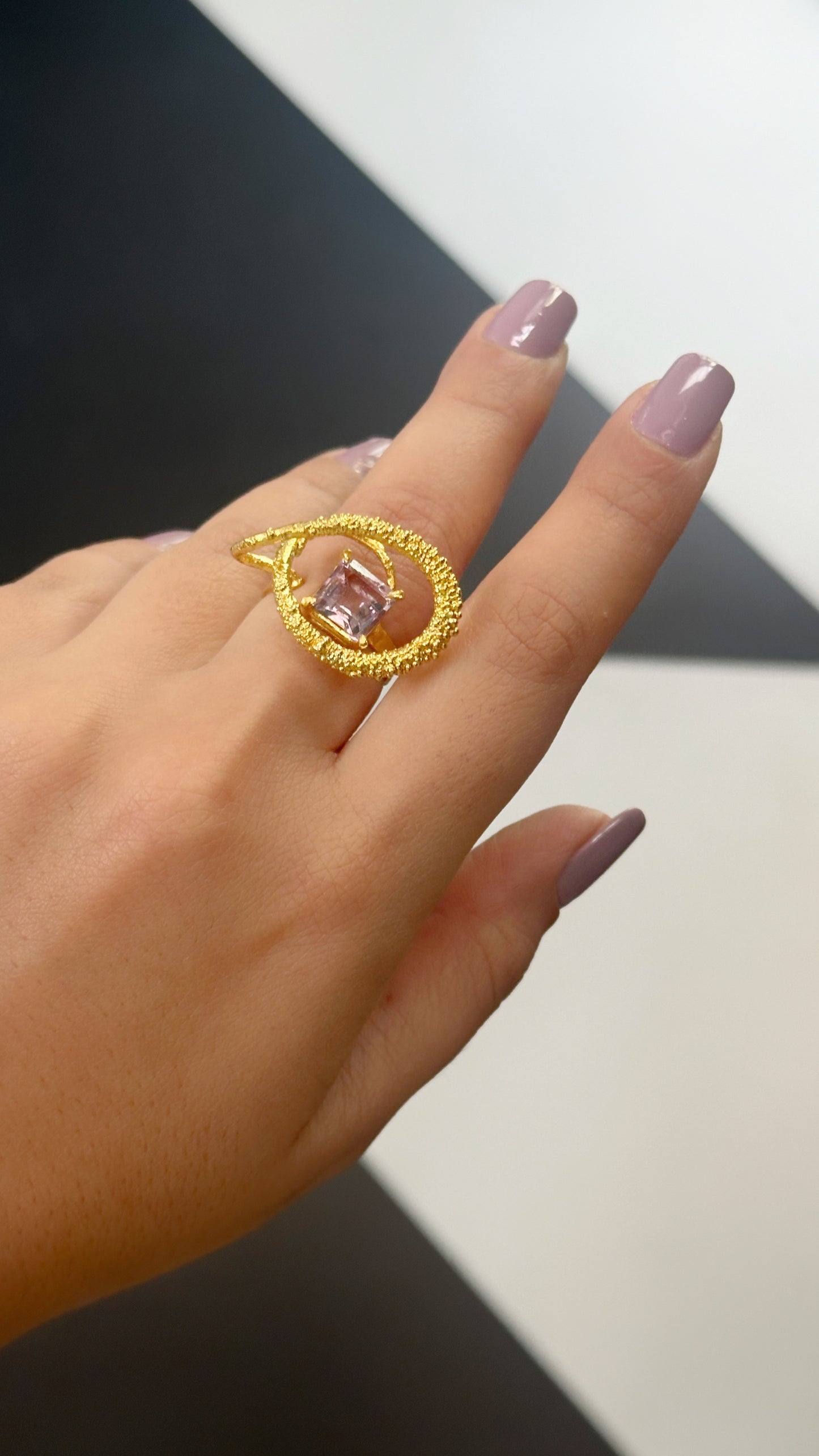Manthan Wave Amethyst Ring