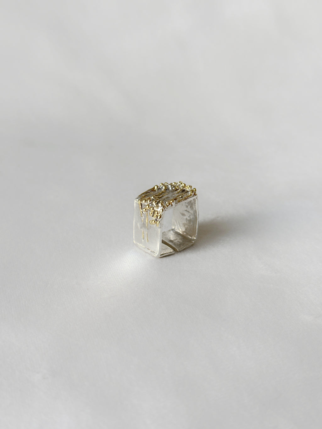 Manthan Square Ring Silver gold