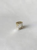 Manthan Square Ring Silver gold