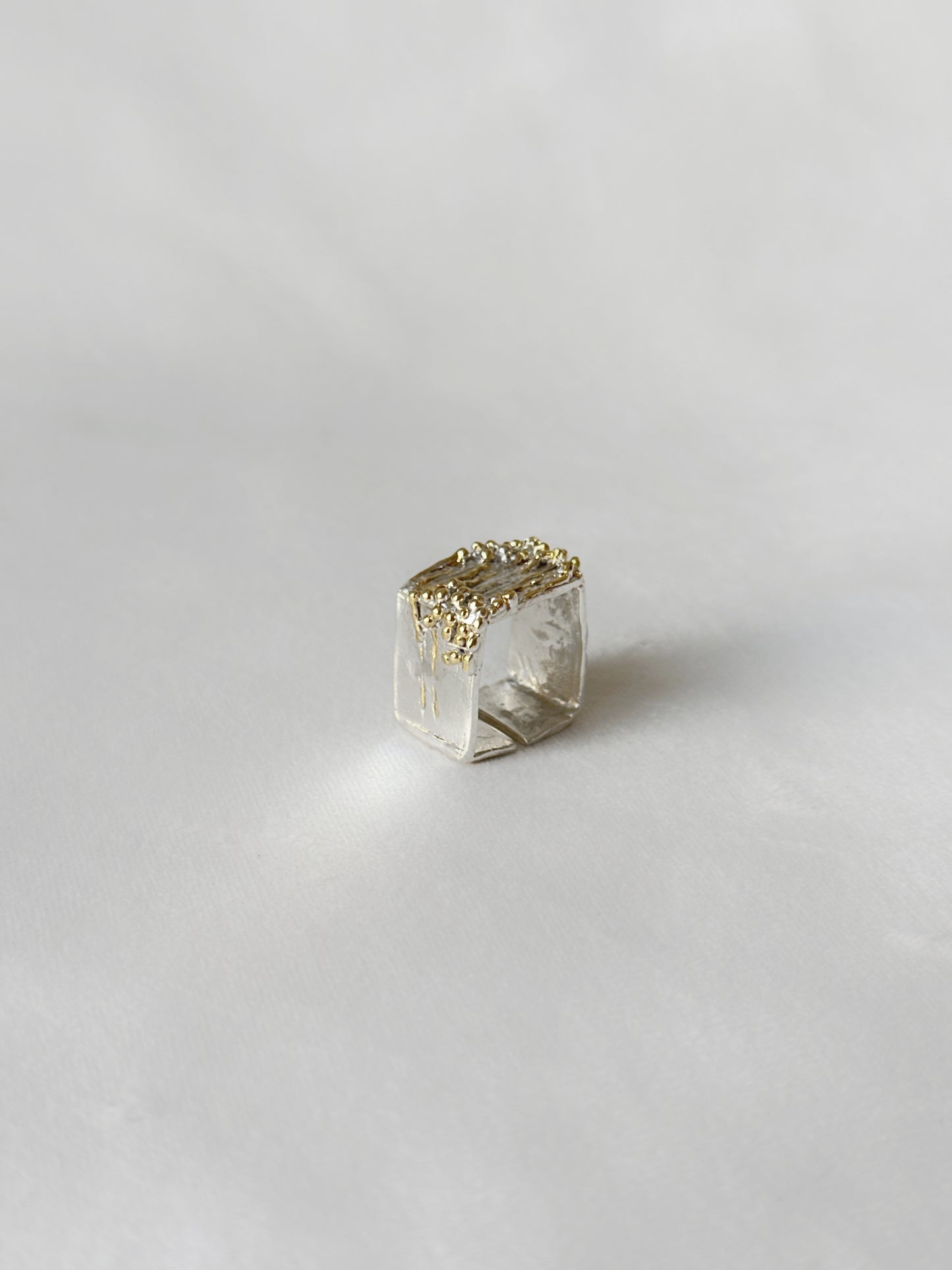 Manthan Square Ring Silver gold