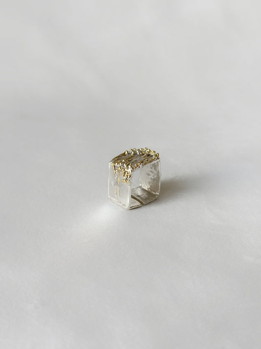 Manthan Square Ring Silver gold