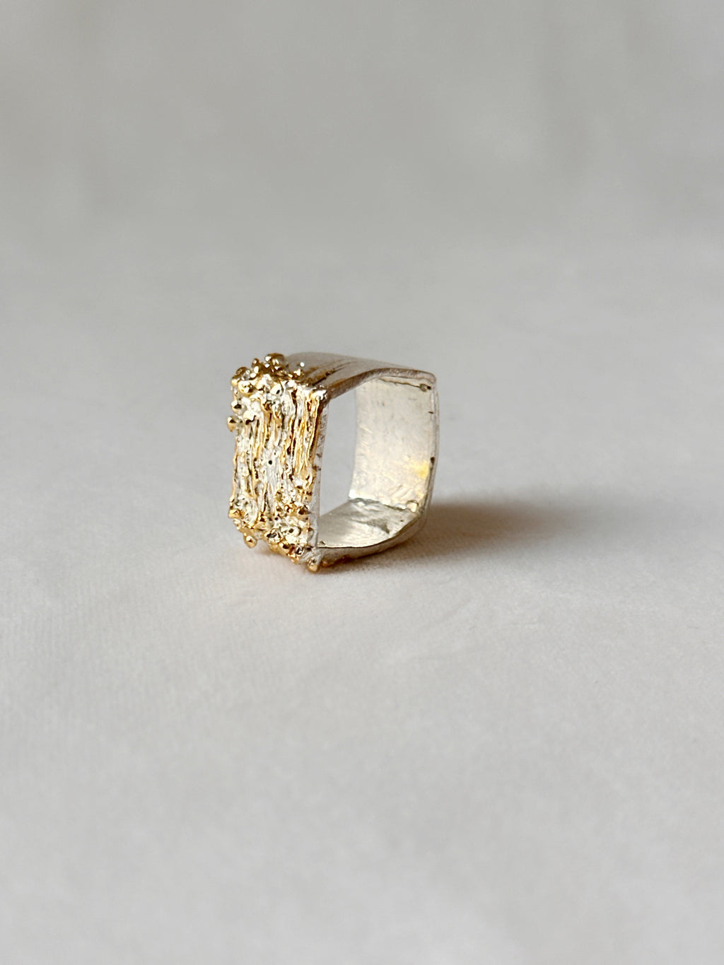 Manthan Square Ring Silver gold