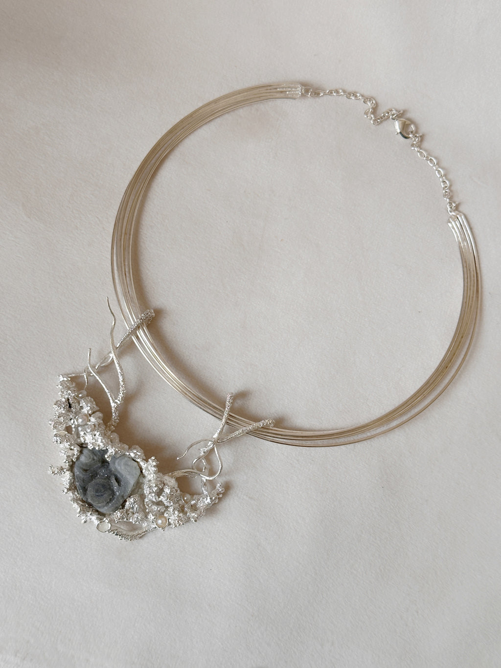 Manthan Ocean Floor Druzy Choker Silver