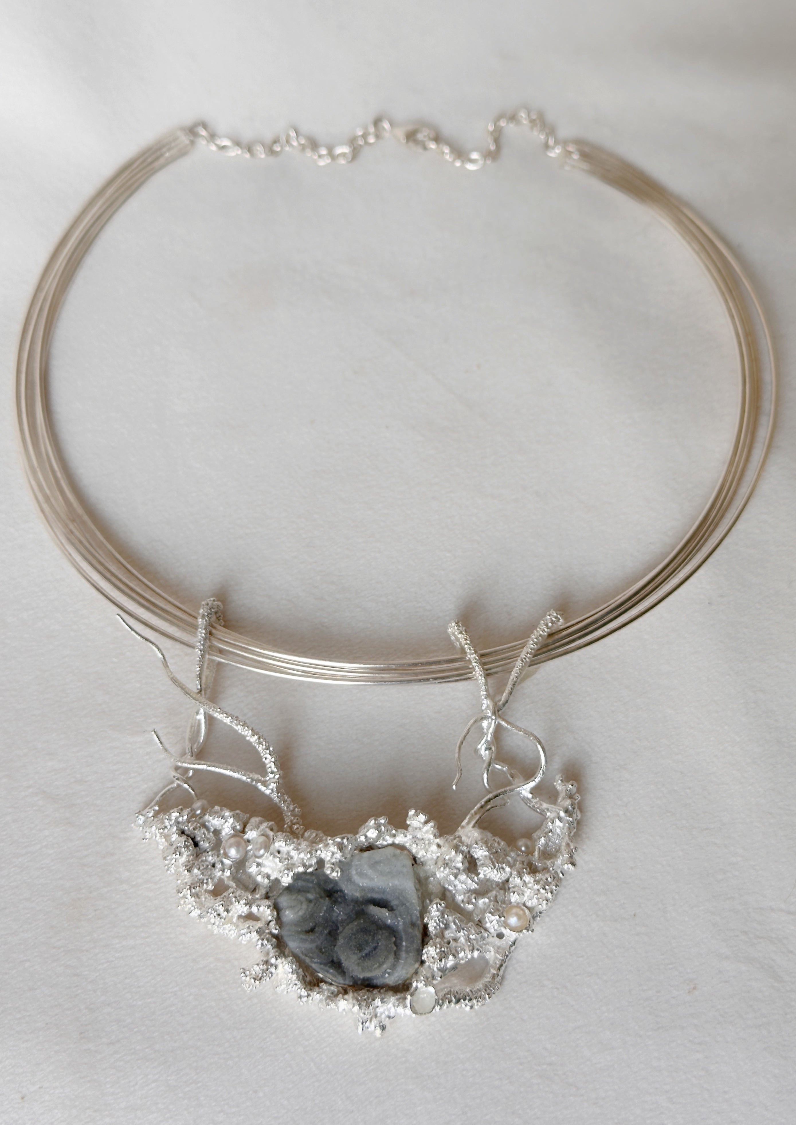 Manthan Ocean Floor Druzy Choker Silver