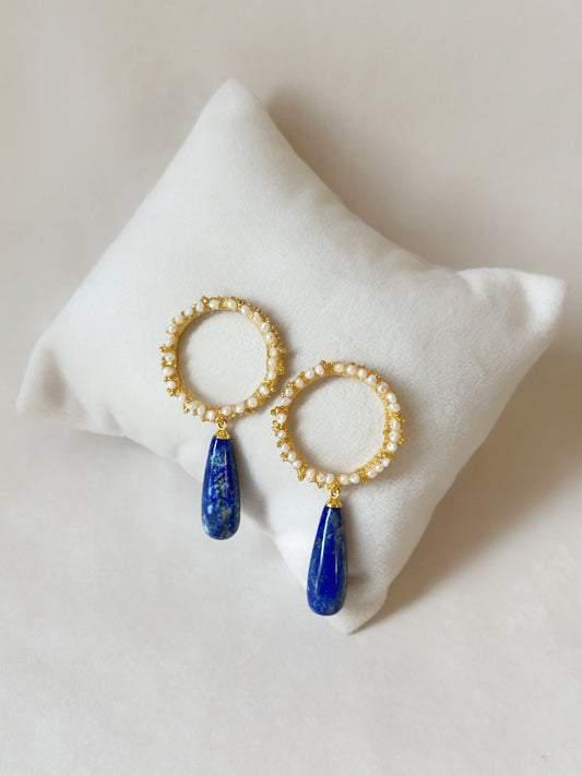 Candy drop danglers with Lapis Lazuli and Freshwater pearls