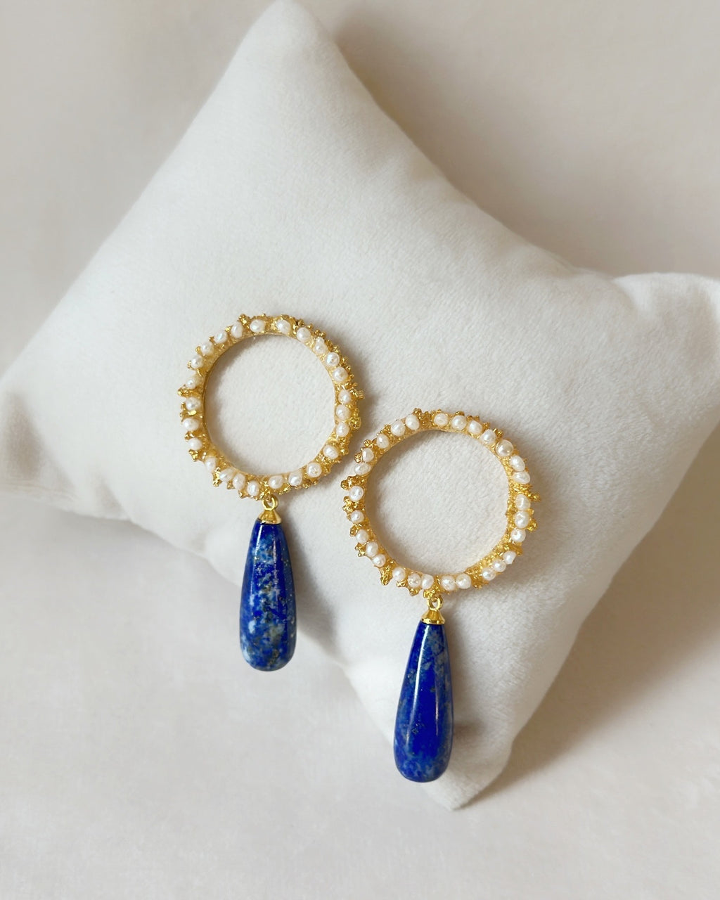 Candy drop danglers with Lapis Lazuli and Freshwater pearls