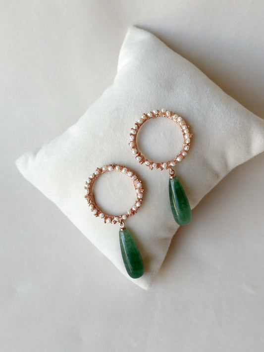Candy drop danglers with Aventurine and Freshwater pearls