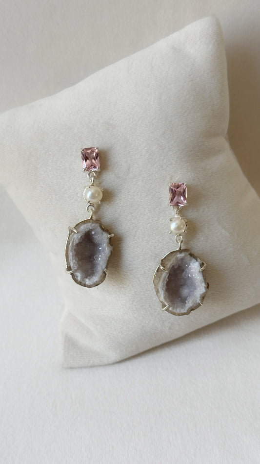 Dancing druzy danglers - soft pink