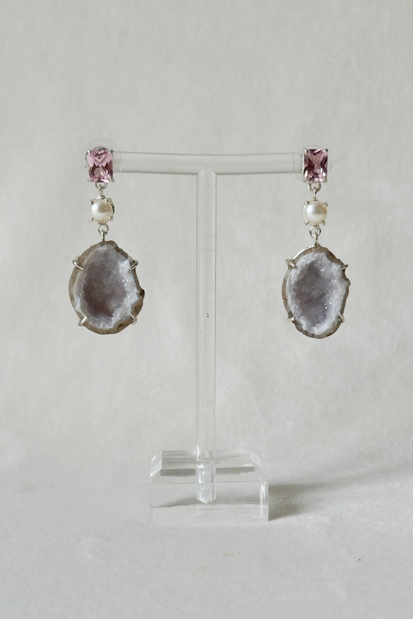 Dancing druzy danglers - soft pink