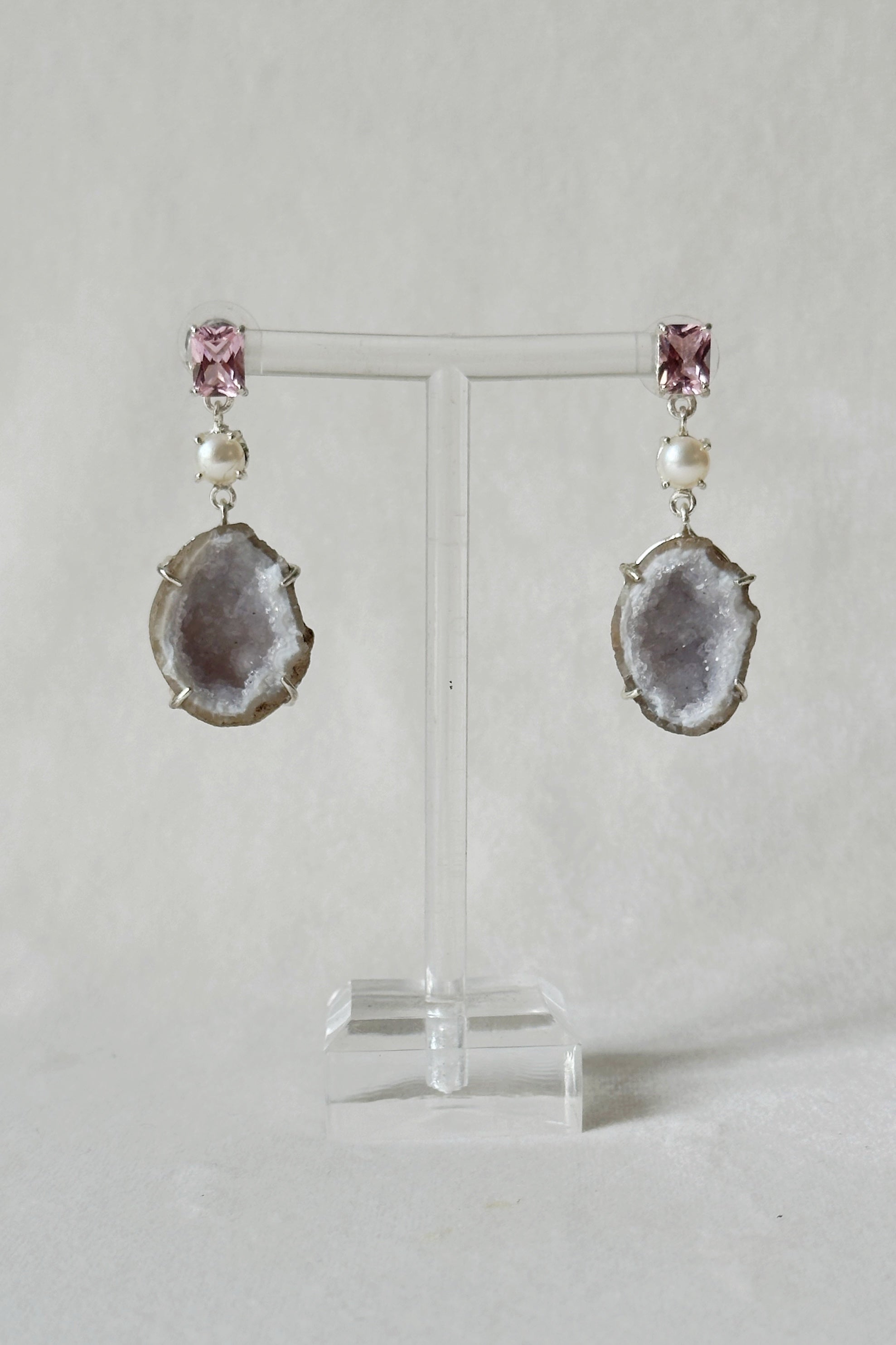 Dancing druzy danglers - soft pink