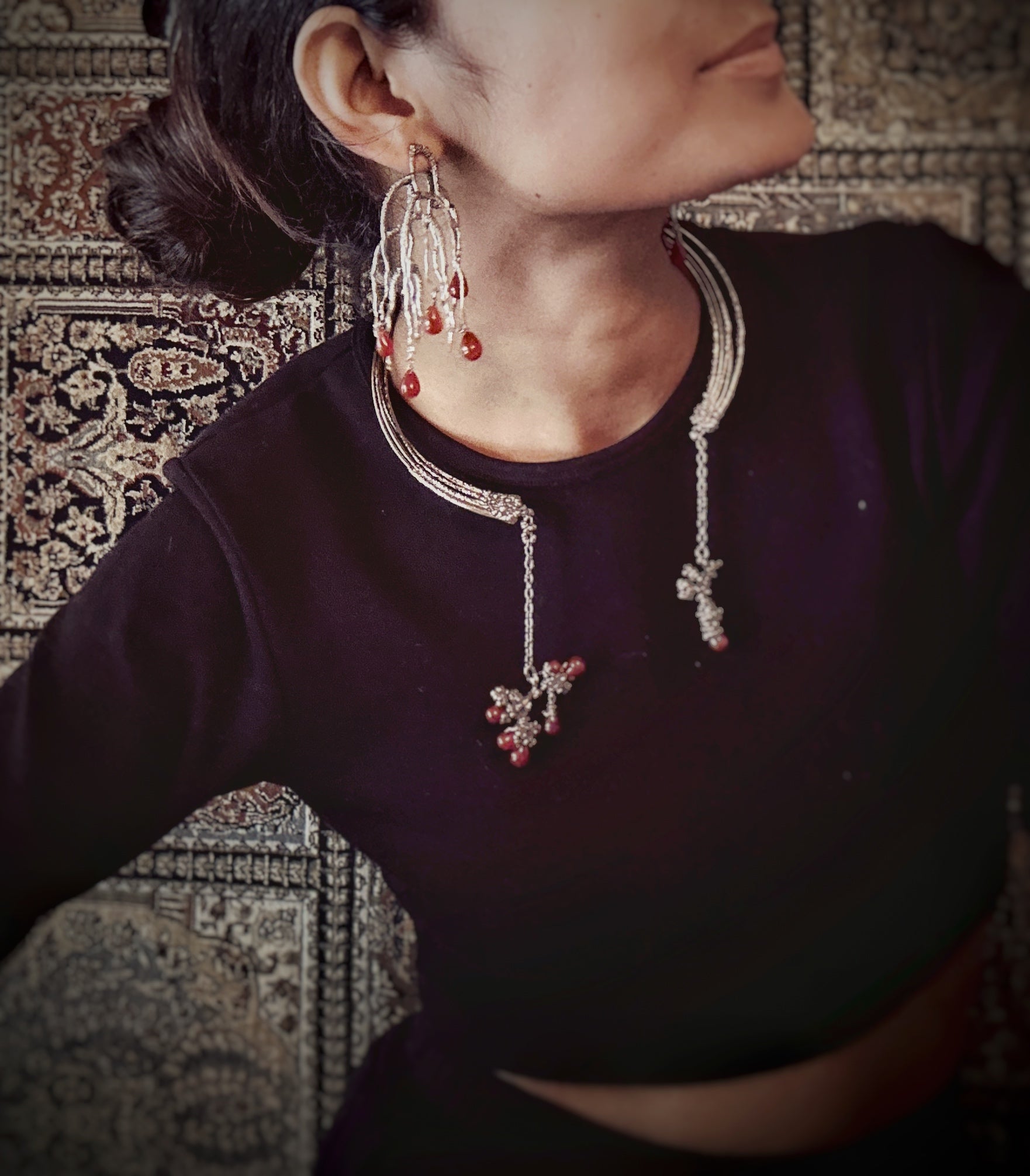 Untamed goddess dangles Black with Red onyx