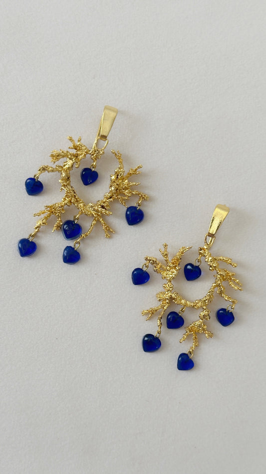 Untamed Chandelier Earrings Blue and Gold