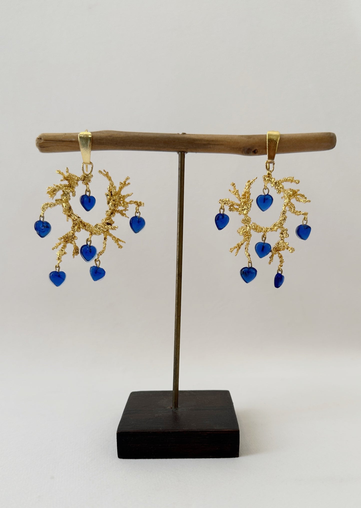 Untamed Chandelier Earrings Blue and Gold