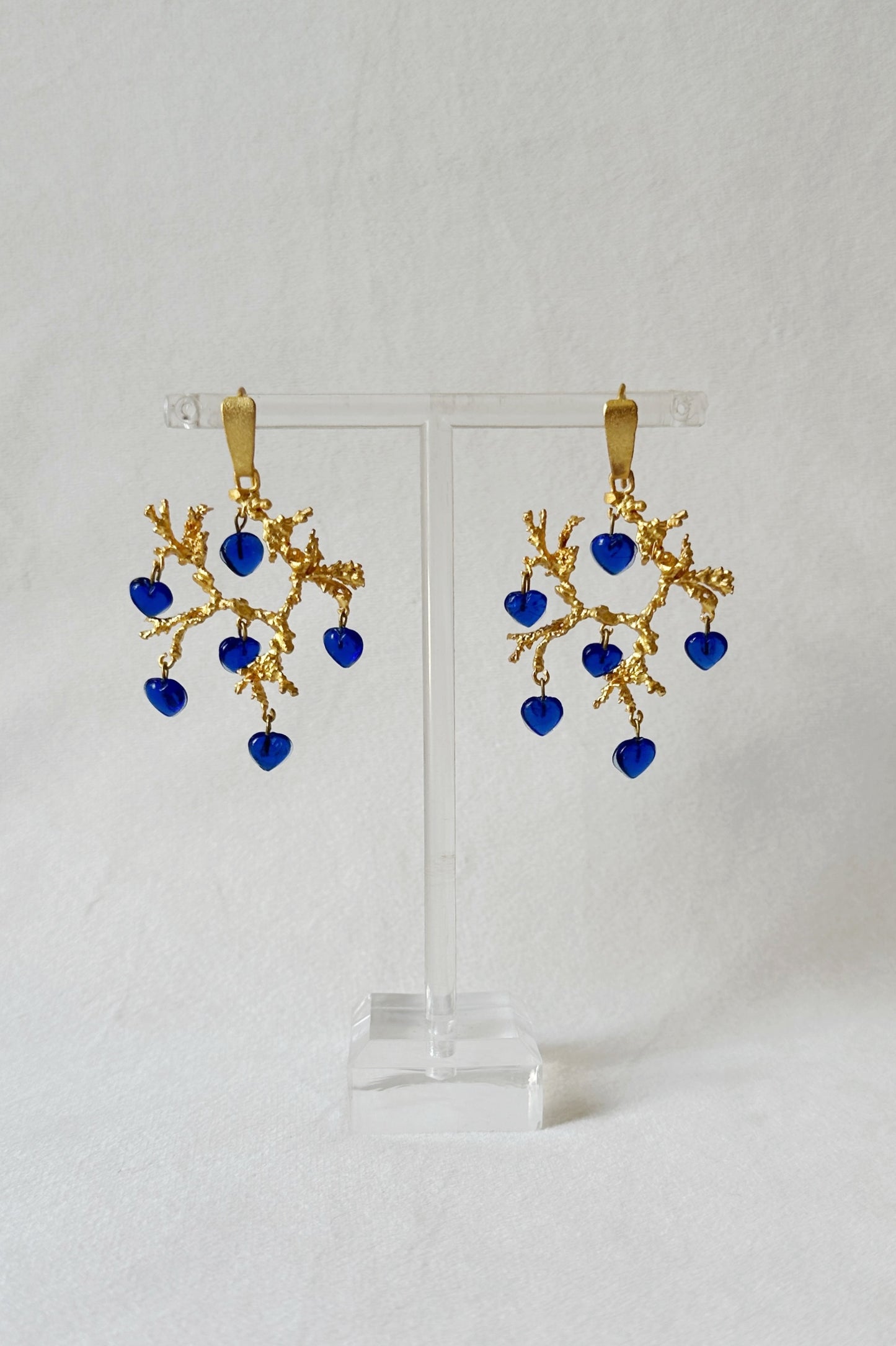 Untamed Chandelier Earrings Blue and Gold