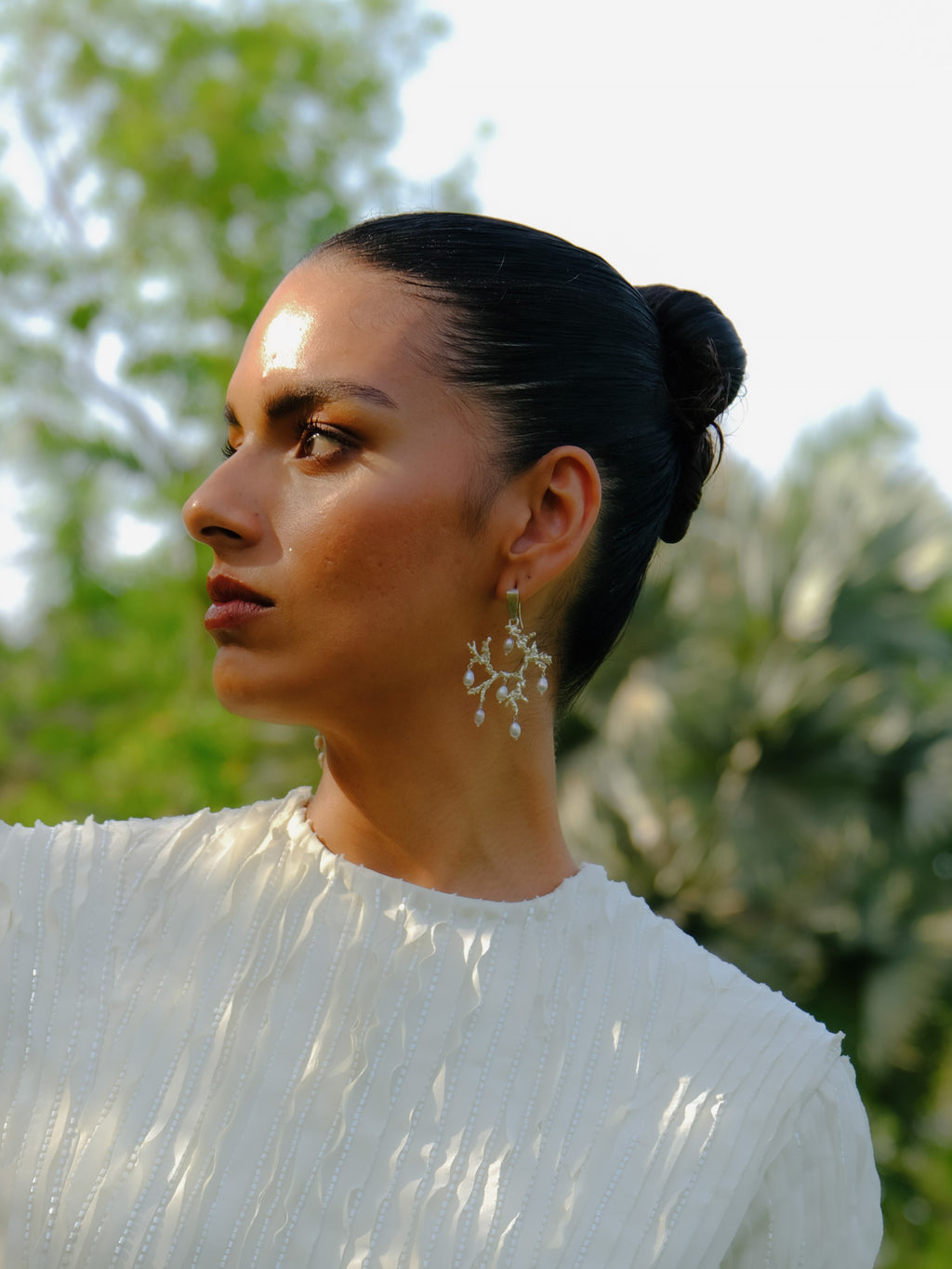 Untamed pearl drops chandelier earrings silver