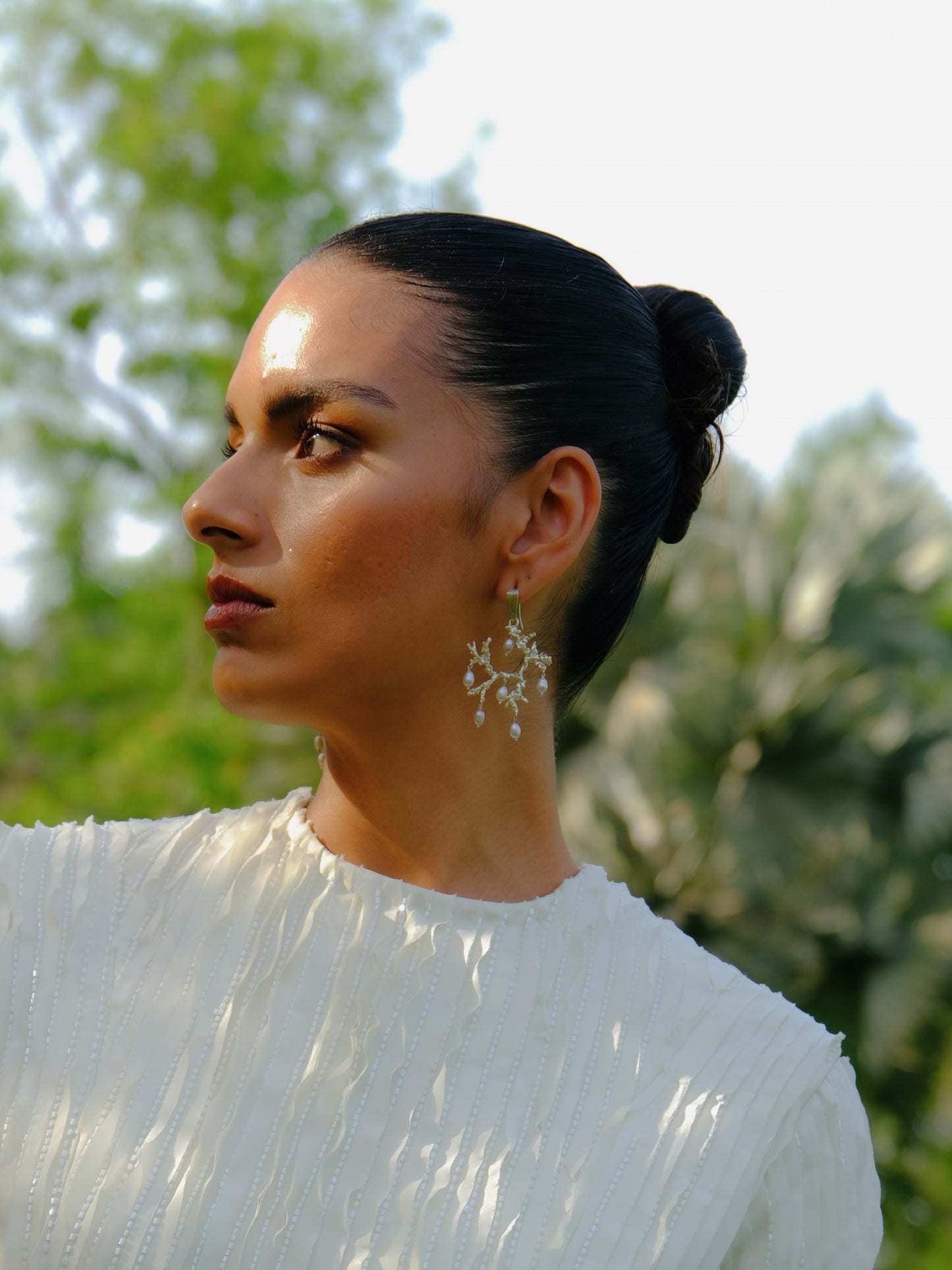 Untamed pearl drops chandelier earrings silver