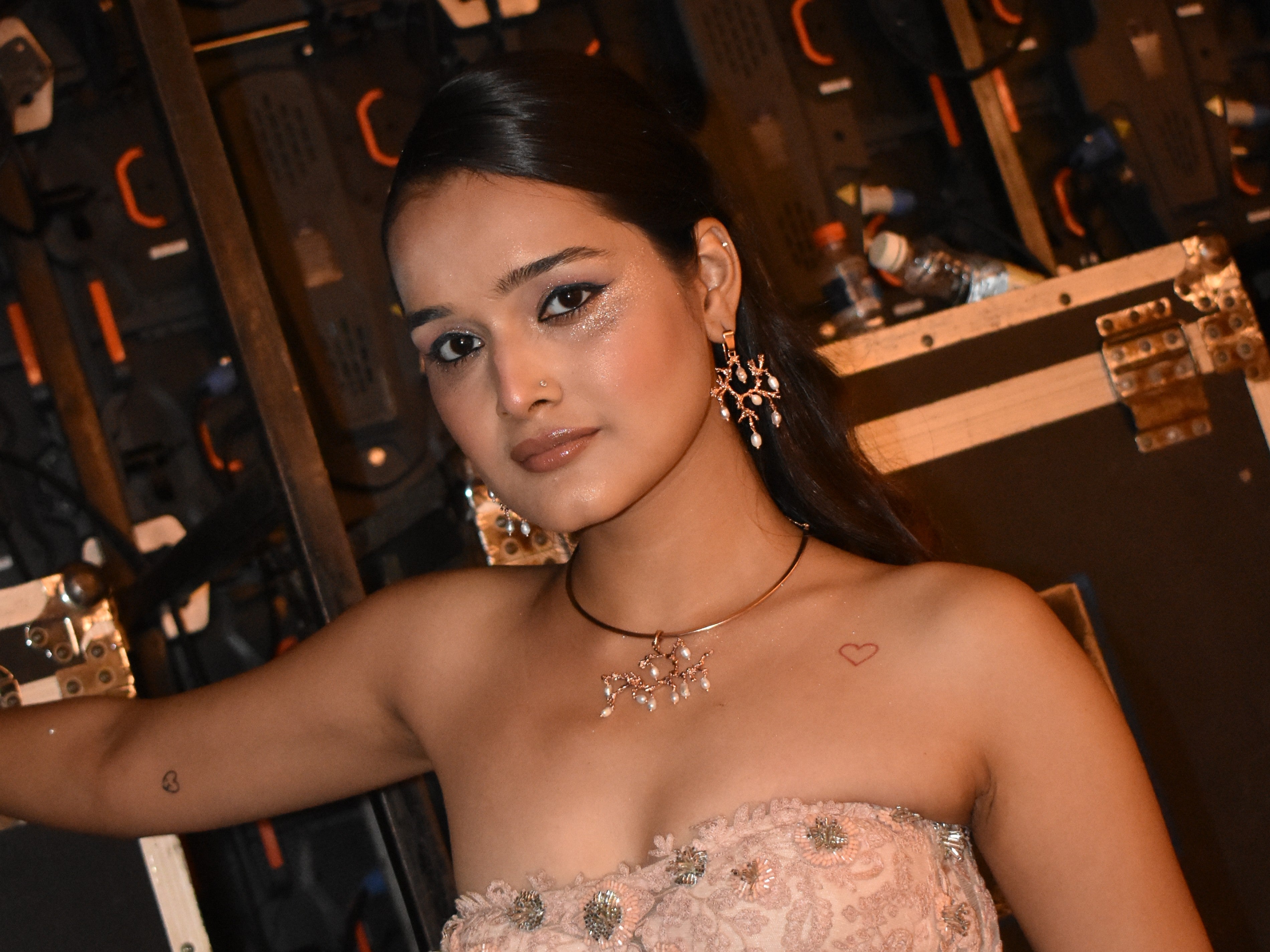 Untamed pearl drops chandelier earrings rose gold