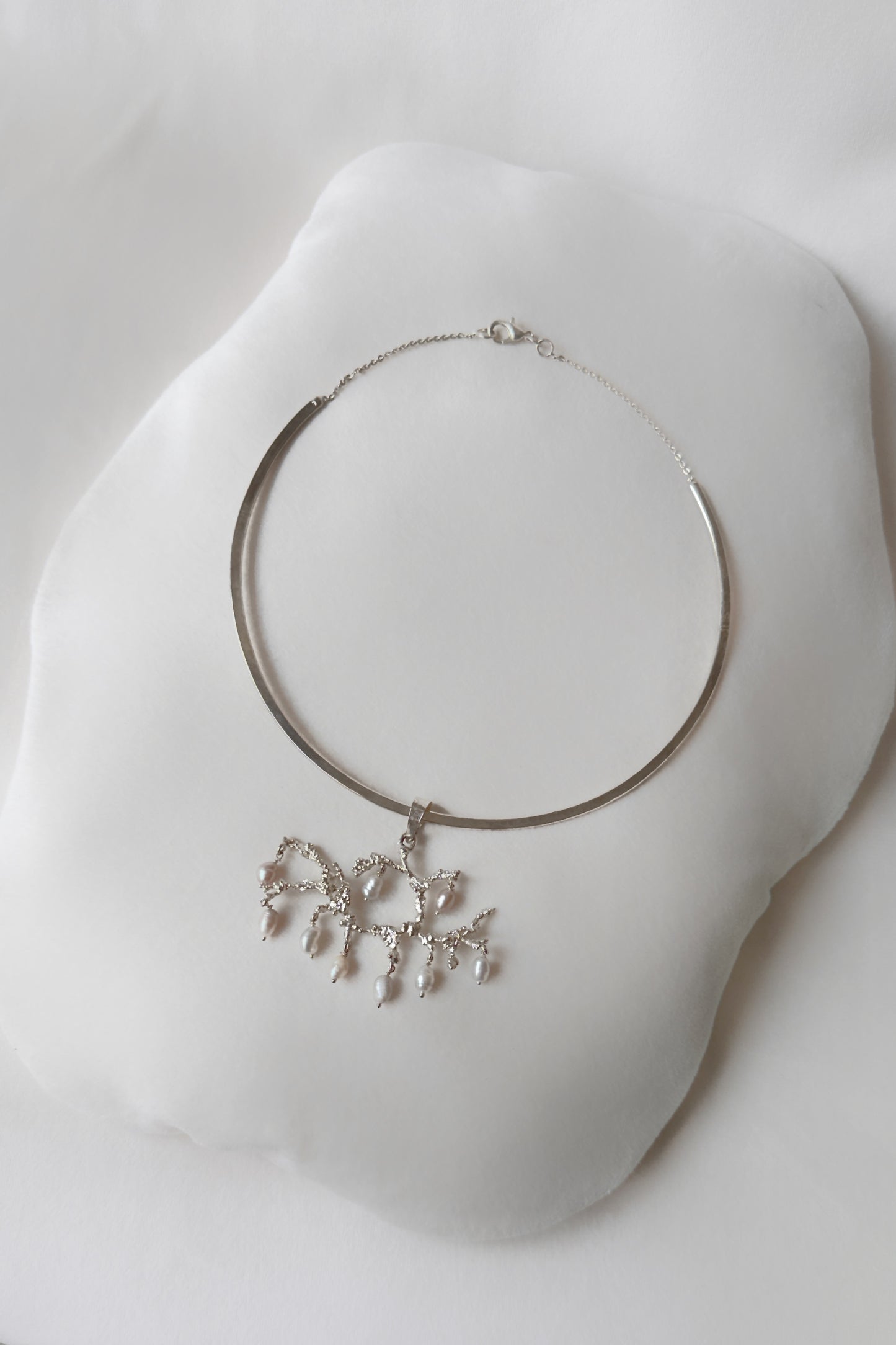 Untamed pearl drops chandelier pendant silver