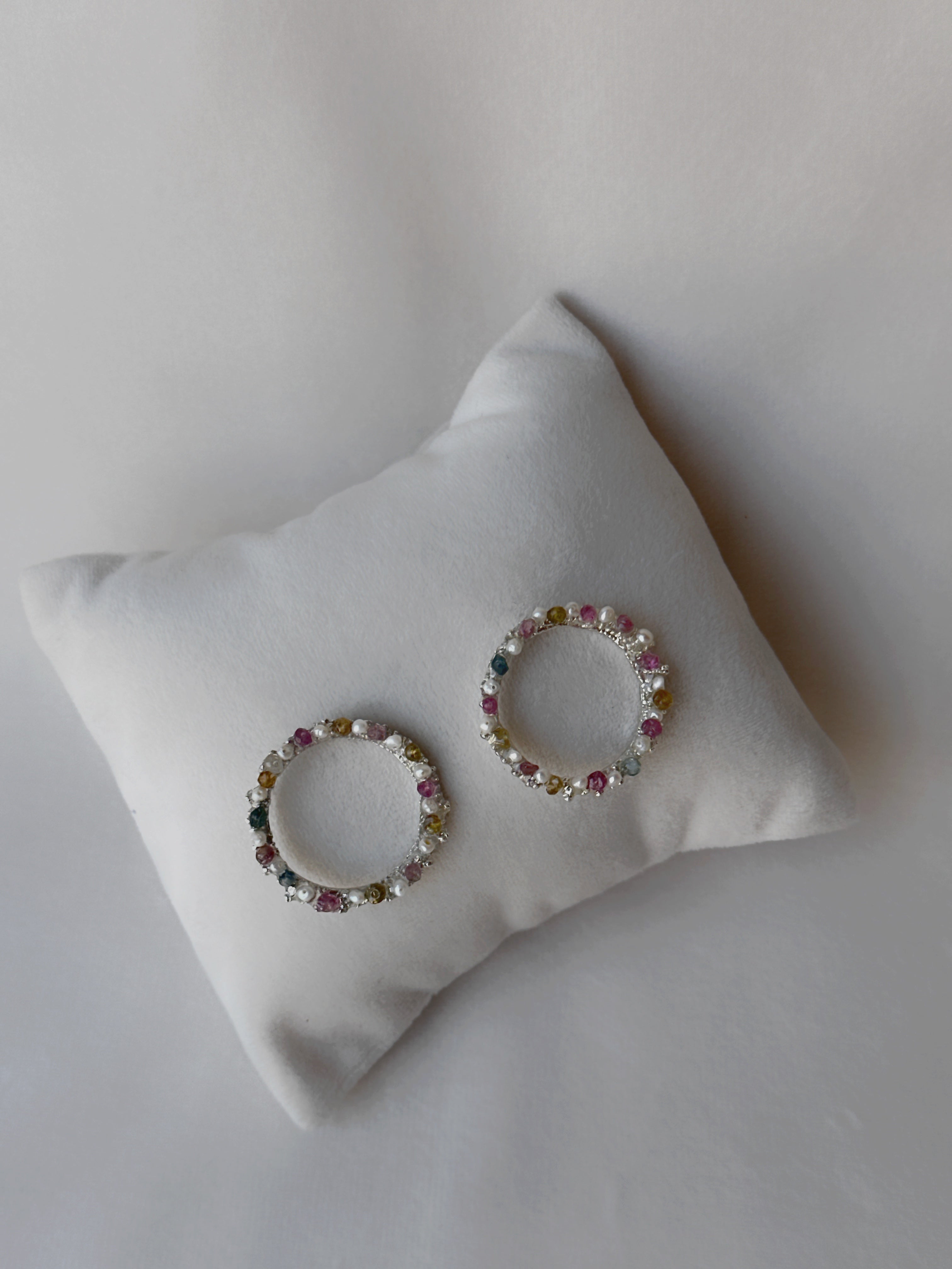 Tourmaline Chakra Studs Silver